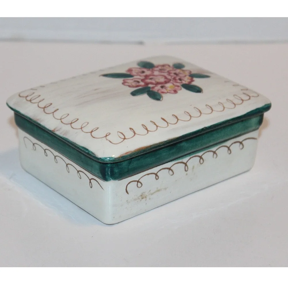 Vintage Stangl Terra Rose Mountain Laurel Trinket Decorative Box with Lid MCM